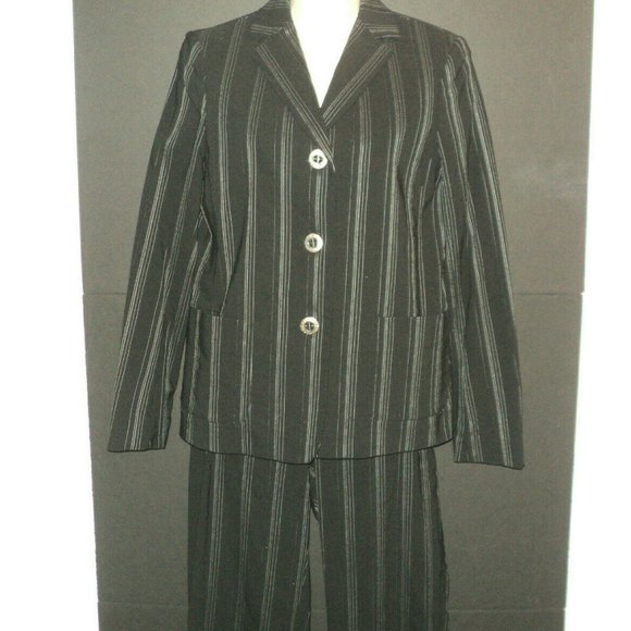 Peace of Cloth 4 Pantsuit Black Gray Pin Stripes - Picture 1 of 7